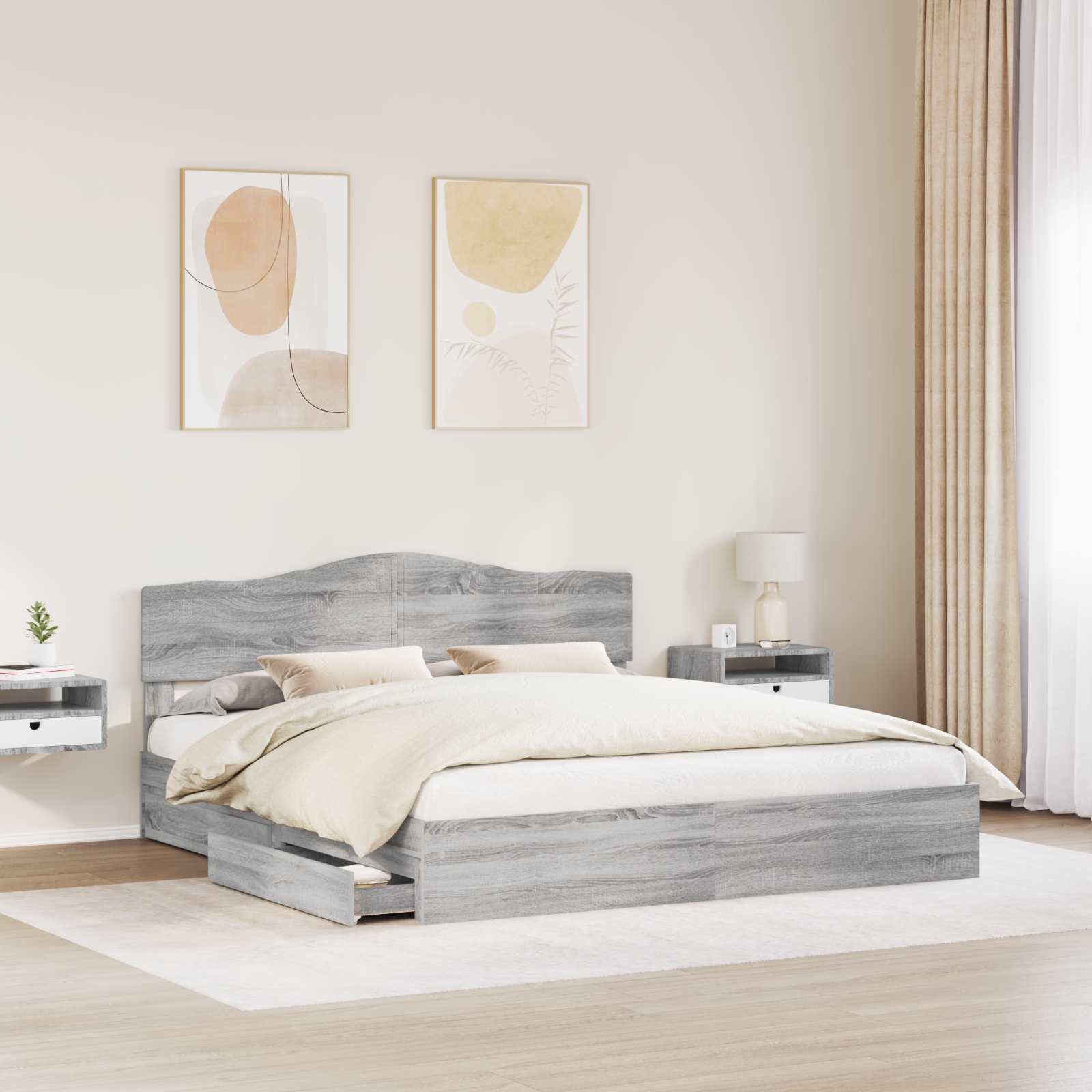 Aufbewahrungsbett Graues Sonoma 180 x 200 cm Holzwerkstoff