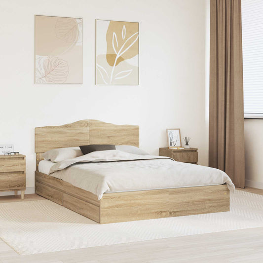 Aufbewahrungsbett Sonoma-Eiche 140 x 200 cm Holzwerkstoff