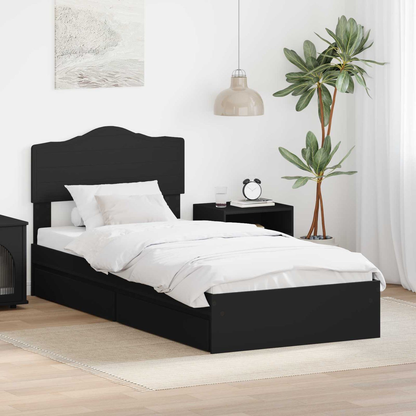 Aufbewahrungsbett Verstellbar Schwarz 90 x 190 cm Holzwerkstoff