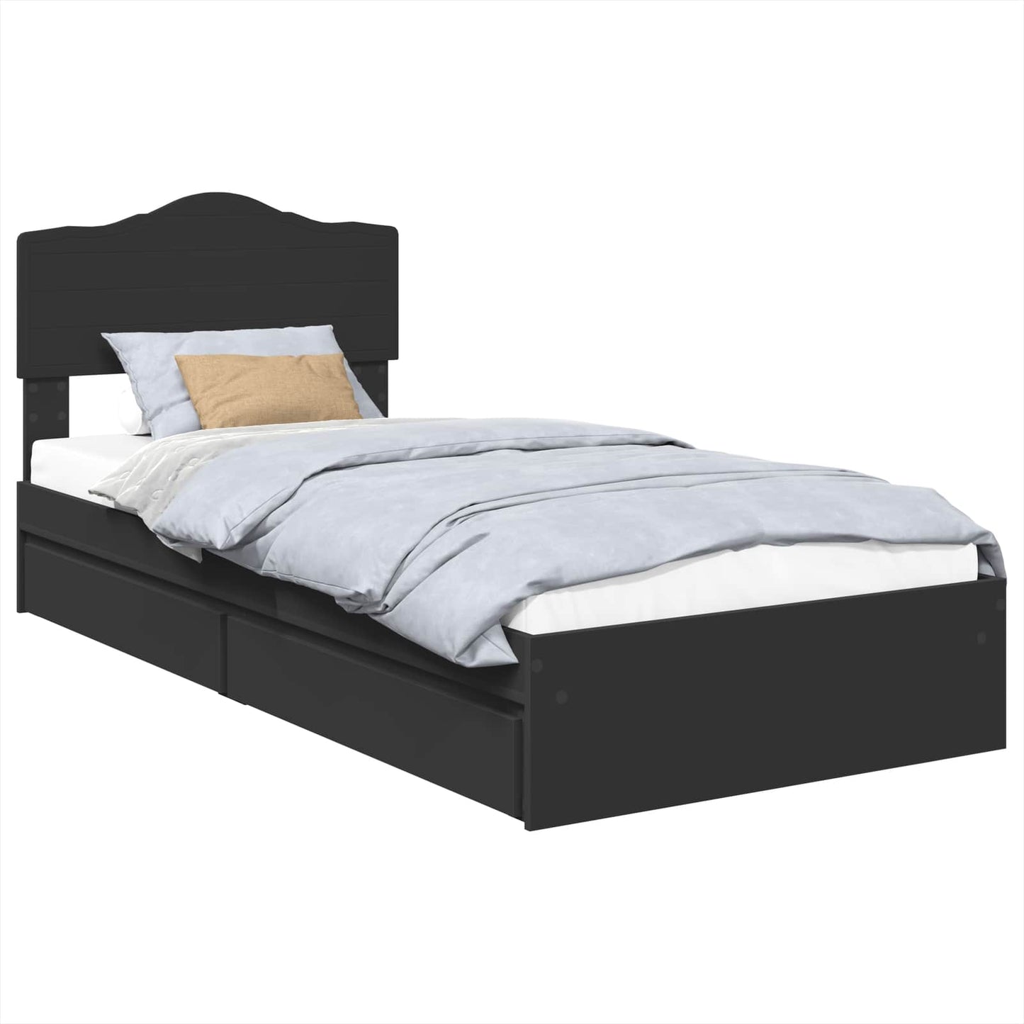 Aufbewahrungsbett Verstellbar Schwarz 90 x 190 cm Holzwerkstoff