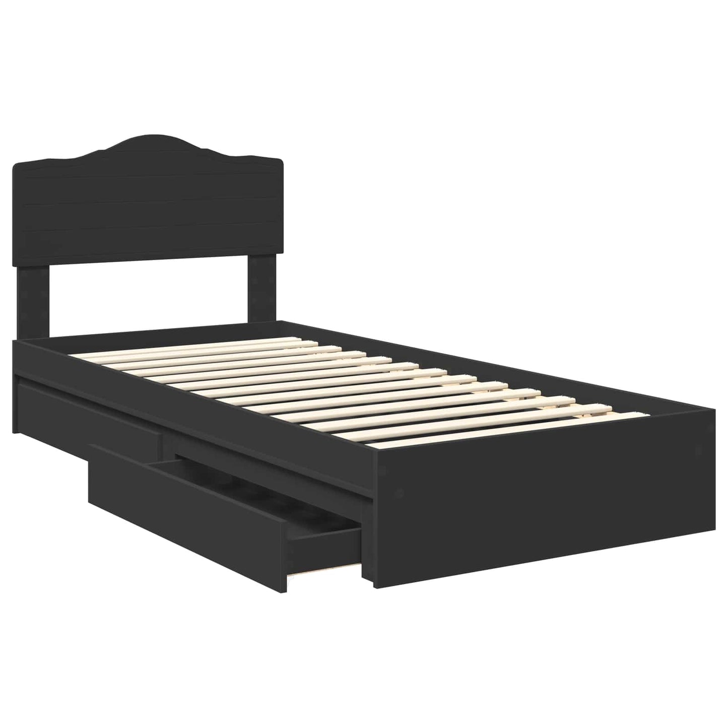 Aufbewahrungsbett Verstellbar Schwarz 90 x 190 cm Holzwerkstoff