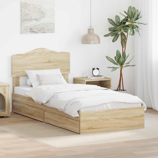 Aufbewahrungsbett Sonoma-Eiche 90 x 190 cm Holzwerkstoff