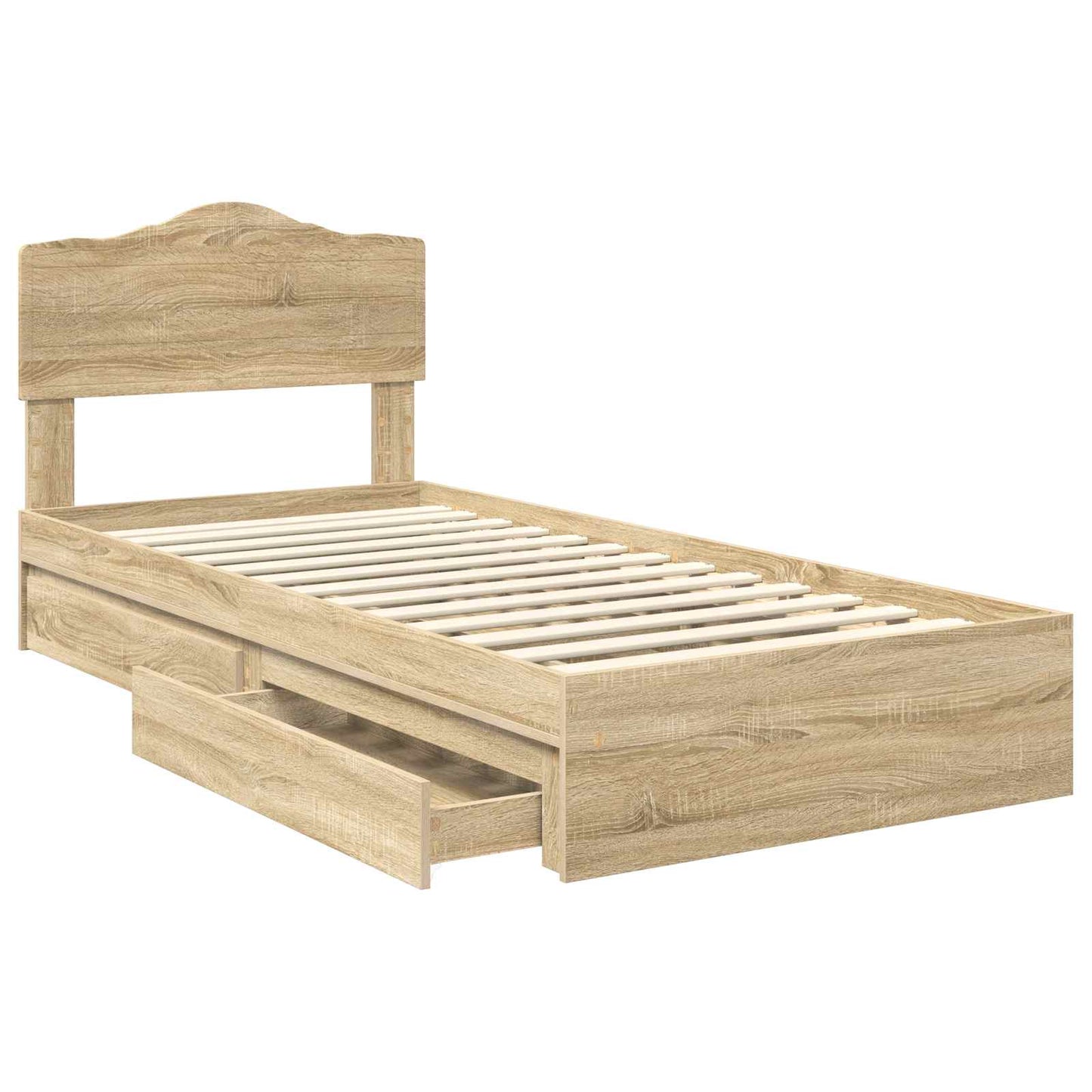 Aufbewahrungsbett Sonoma-Eiche 90 x 190 cm Holzwerkstoff