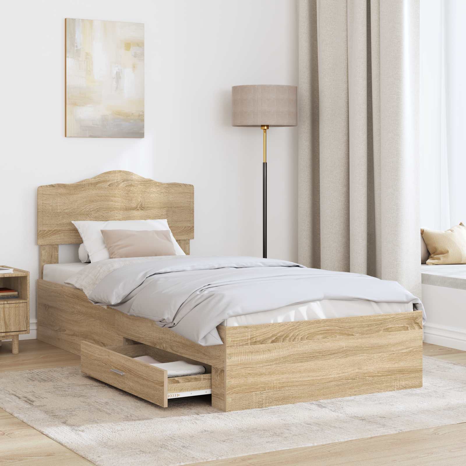 Bettrahmen mit Kopfteil Sonoma-Eiche 70 x 190 cm Holzwerkstoff
