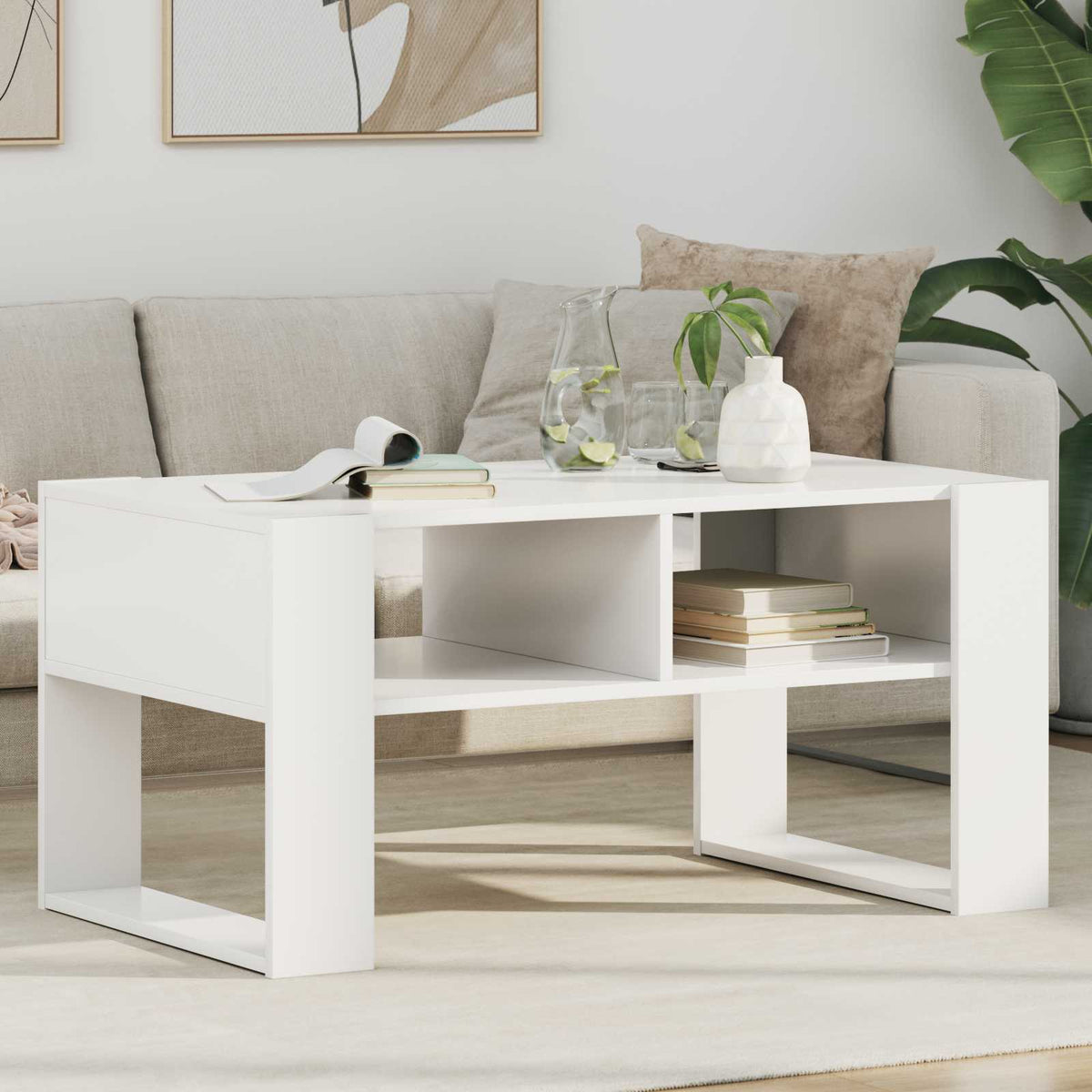 Couchtisch Weiß 92 x 53 x 45 cm Holzwerkstoff