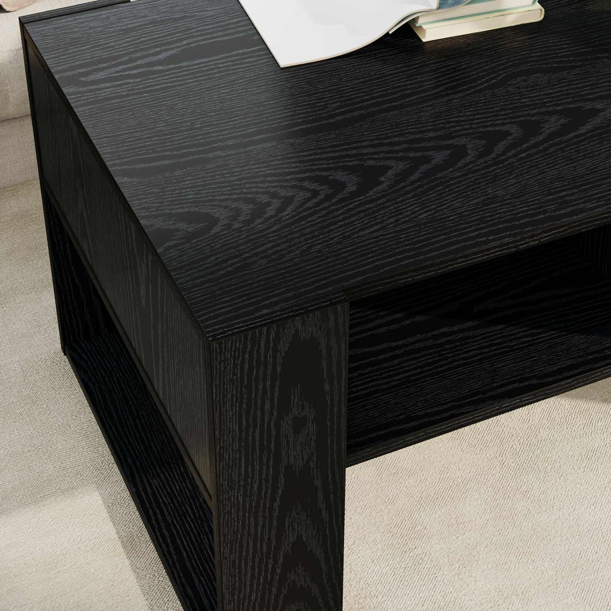 Couchtisch Schwarz Eichen-Optik 92 x 53 x 45 cm Holzwerkstoff