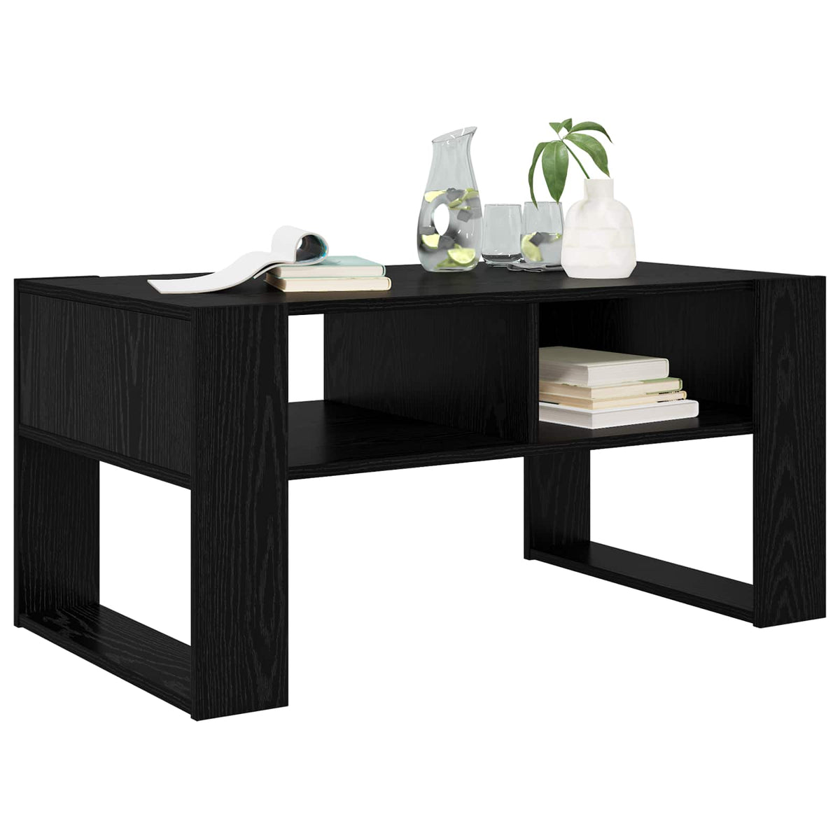 Couchtisch Schwarz Eichen-Optik 92 x 53 x 45 cm Holzwerkstoff