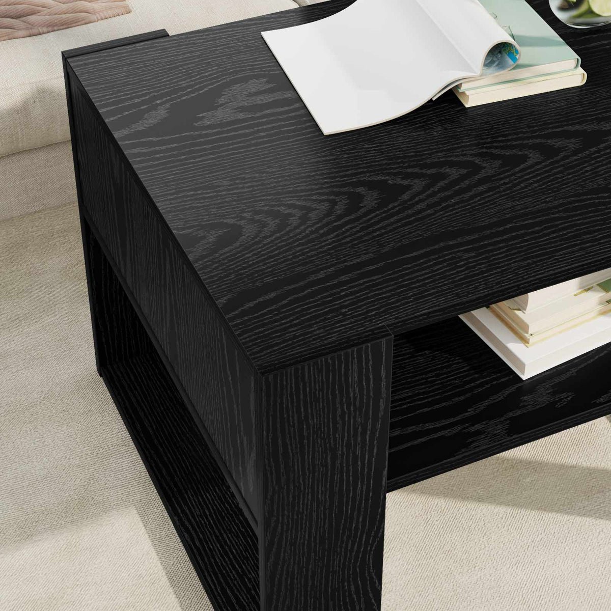 Couchtisch Schwarz Eichen-Optik 66 x 53 x 45 cm Holzwerkstoff