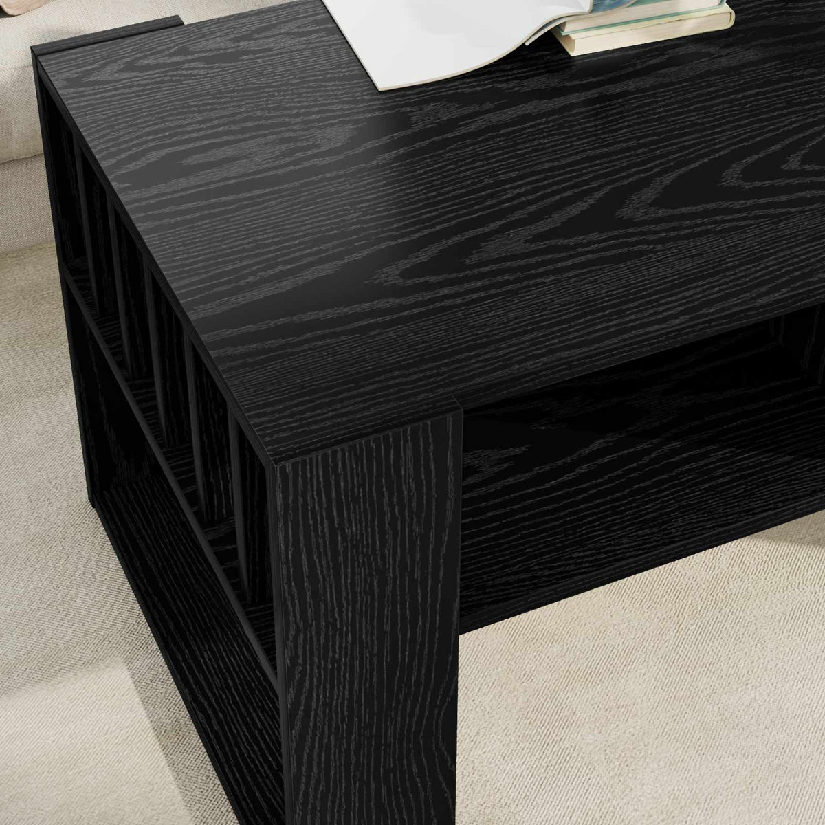 Couchtisch Schwarz Eichen-Optik 92 x 49,5 x 45 cm Holzwerkstoff