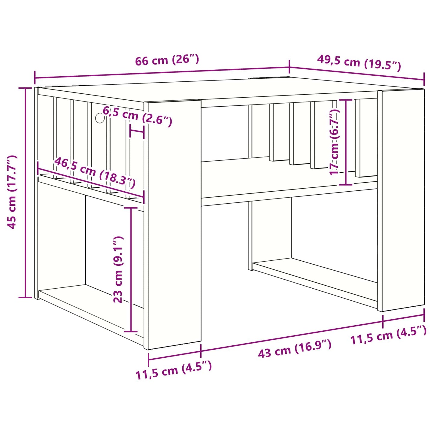 Couchtisch Weiß 66 x 49,5 x 45 cm Holzwerkstoff