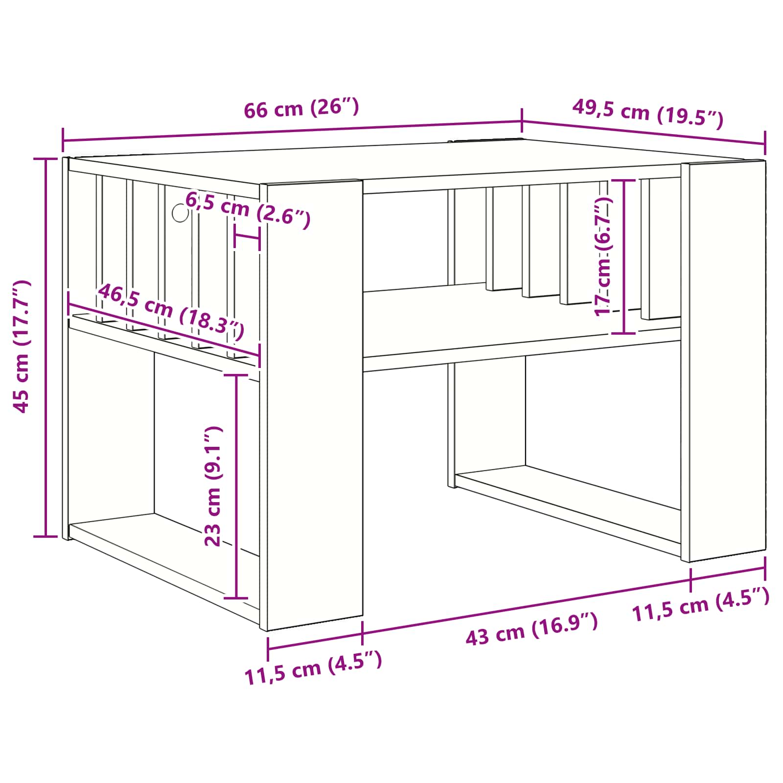 Couchtisch Weiß 66 x 49,5 x 45 cm Holzwerkstoff