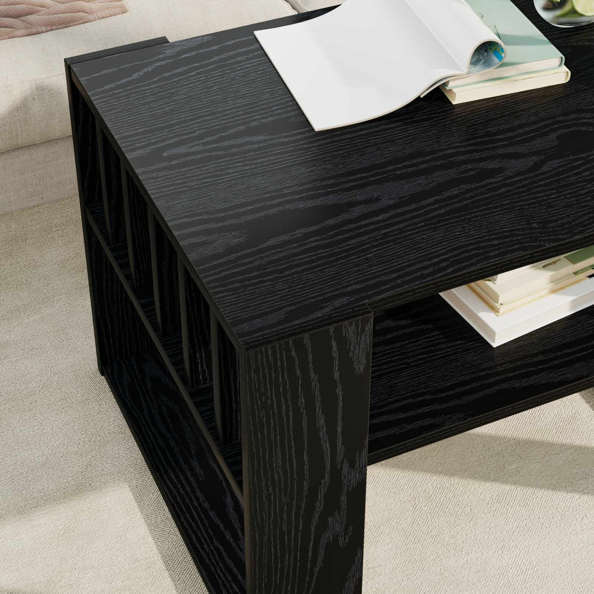 Couchtisch Schwarz Eichen-Optik 66 x 49,5 x 45 cm Holzwerkstoff