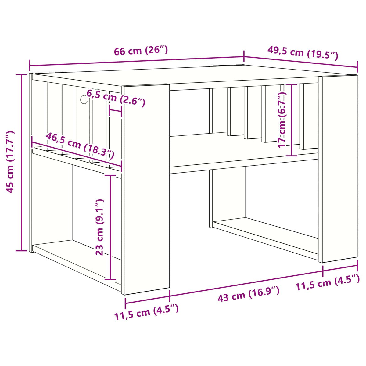 Couchtisch Sonoma-Eiche 66 x 49,5 x 45 cm Holzwerkstoff