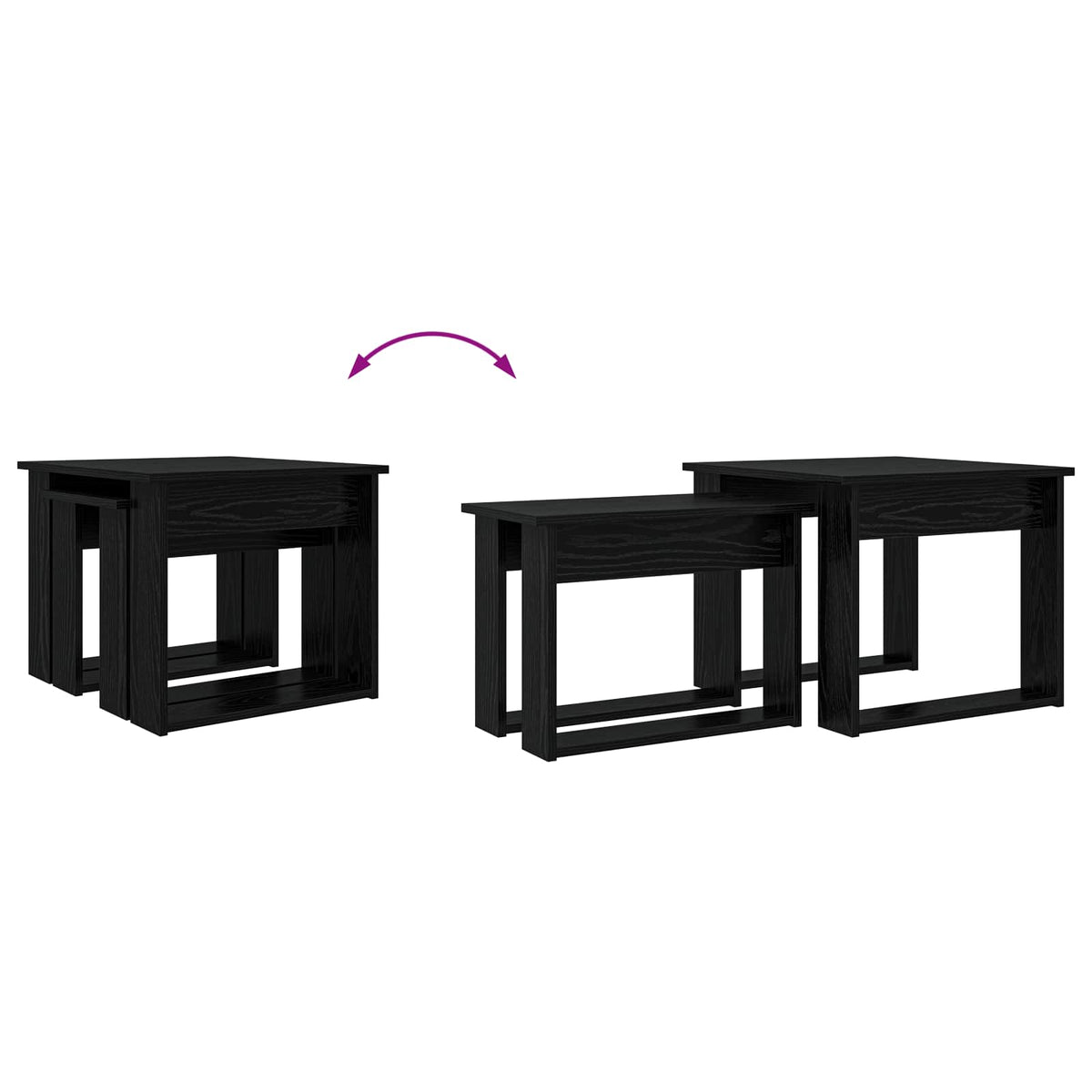 Kaffeetisch Set 2 stk. Schwarz Eichen-Optik 50 x 52 x 42 cm