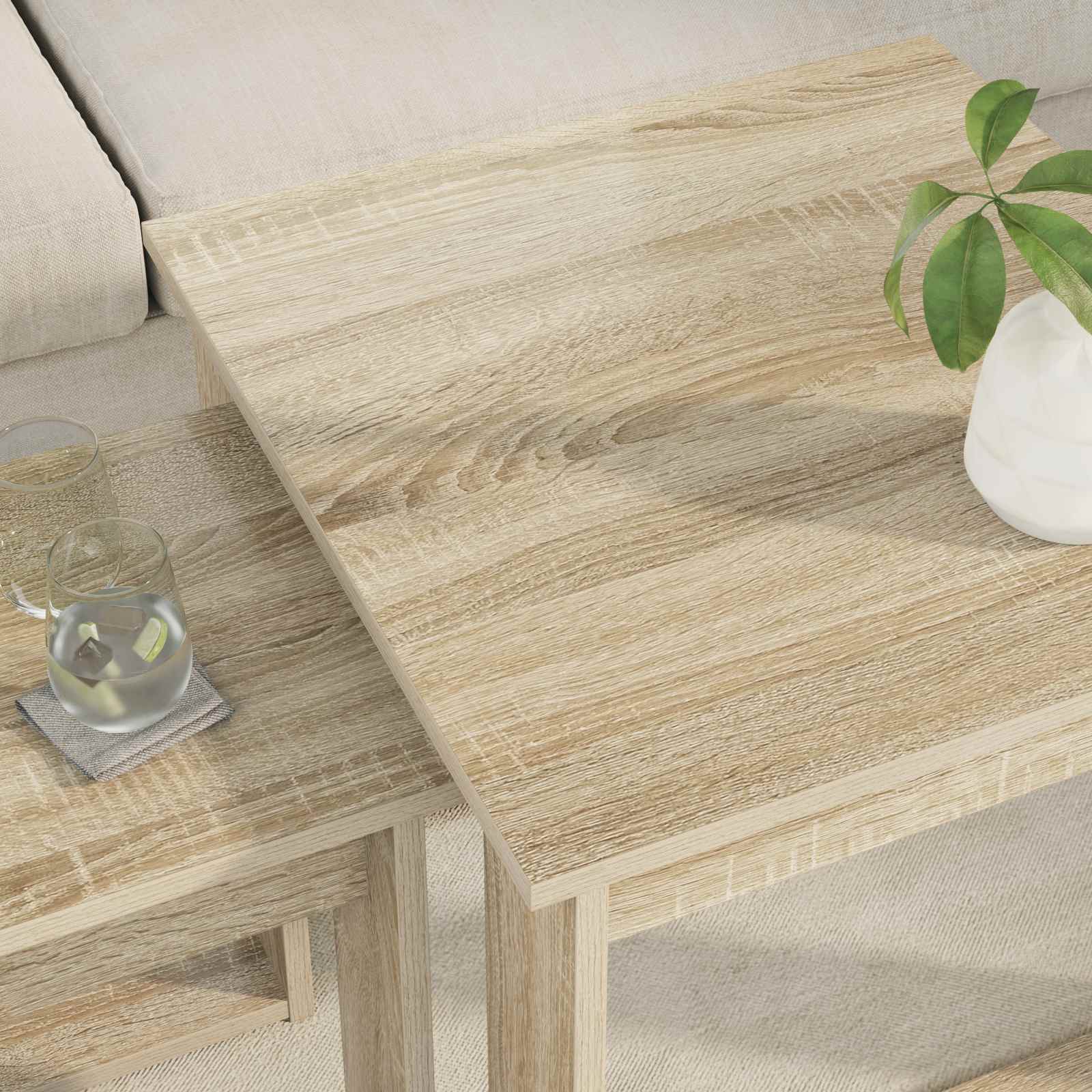 Kaffeetisch Set 2 stk. Sonoma-Eiche 50 x 52 x 42 cm