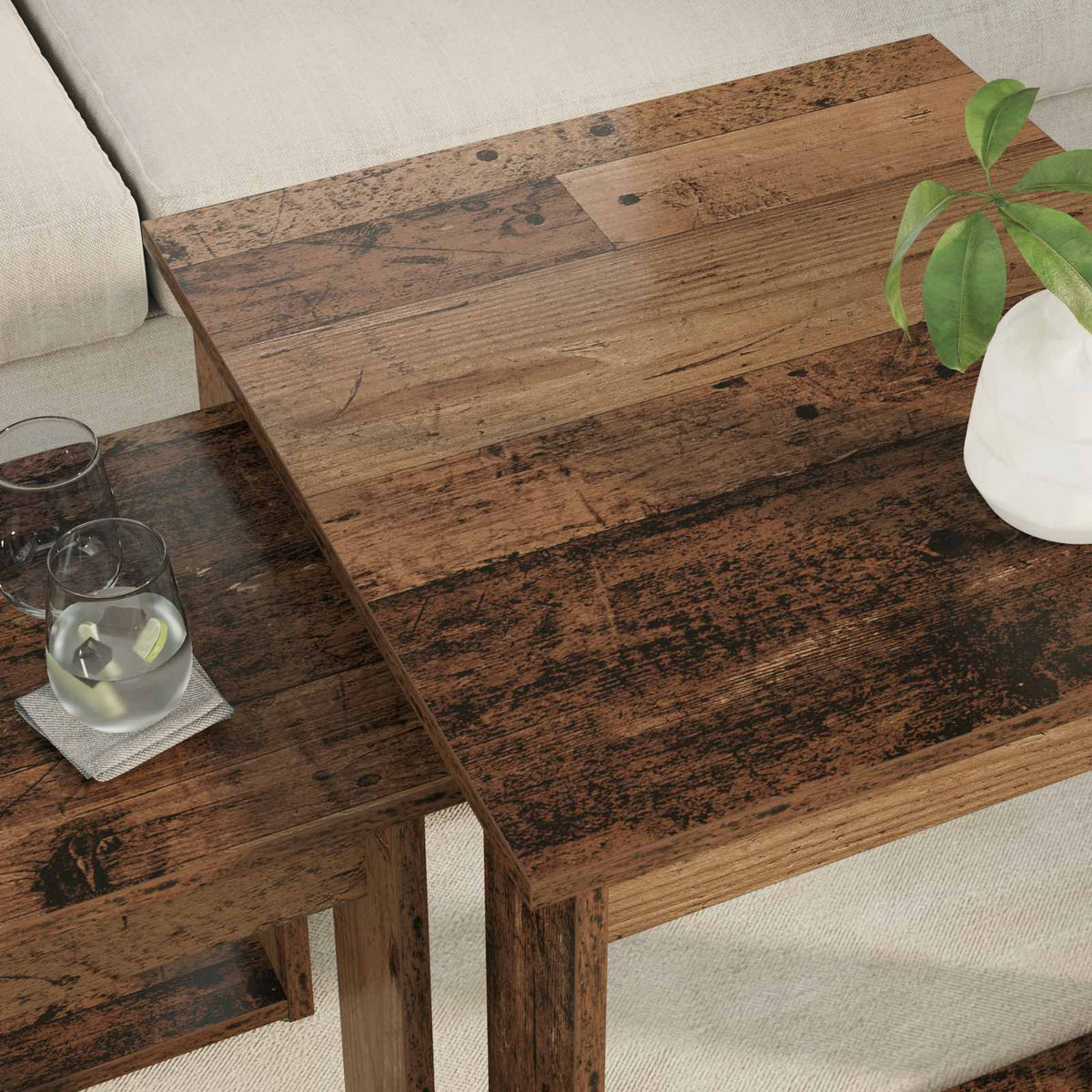 Kaffeetisch Set 2 stk. Altholz 50 x 52 x 42 cm Holzwerkstoff