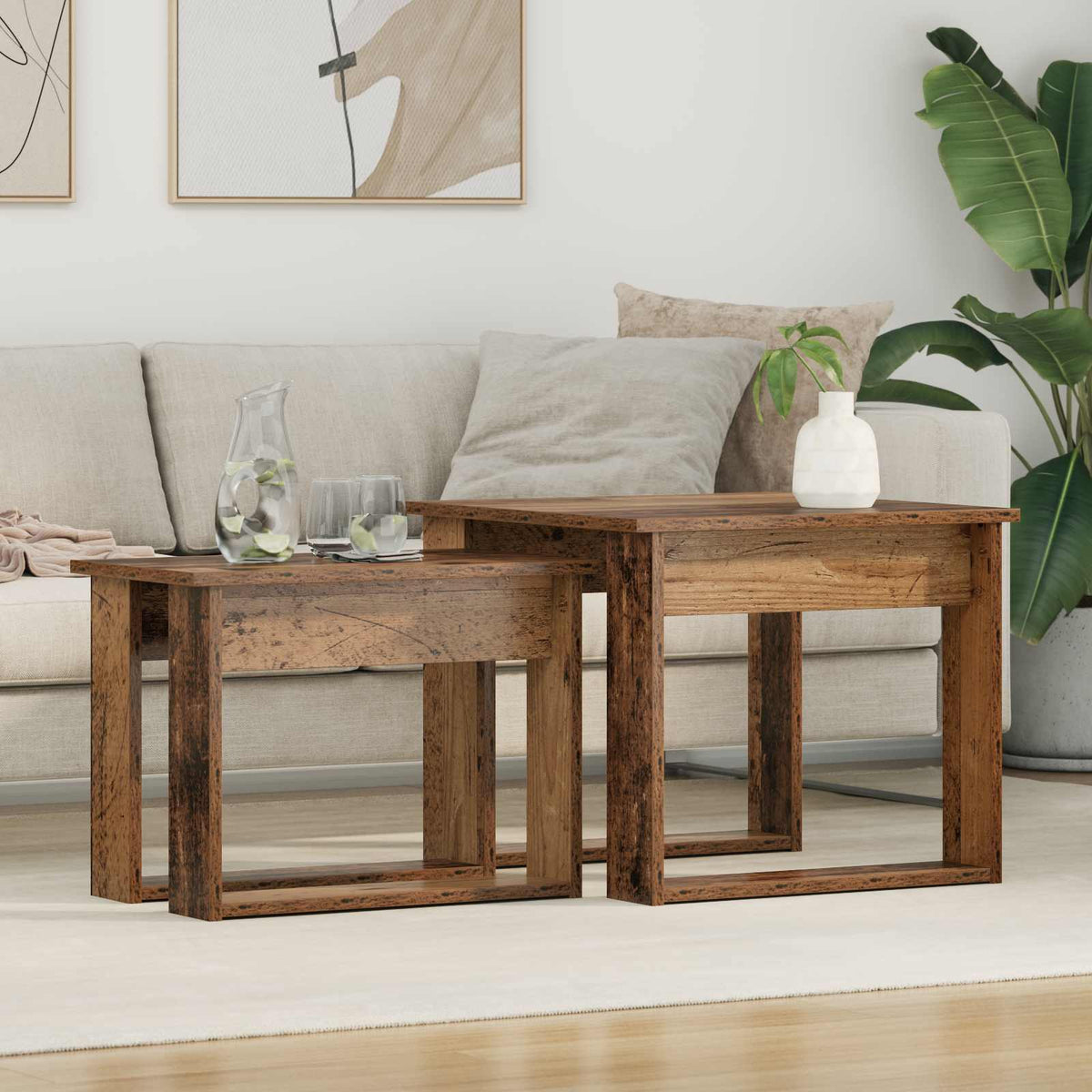 Kaffeetisch Set 2 stk. Altholz 50 x 52 x 42 cm Holzwerkstoff