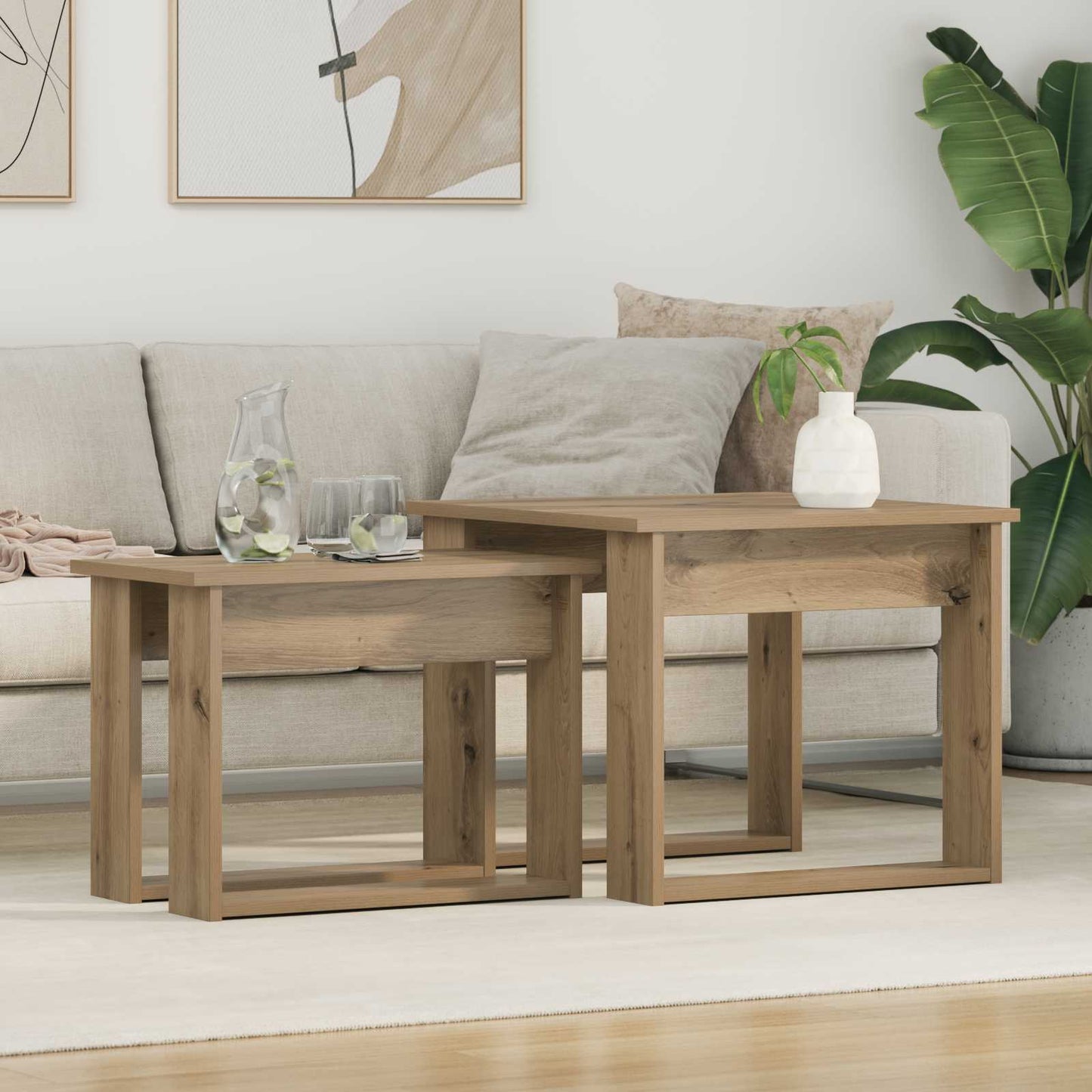Kaffeetisch Set 2 stk. Artisan-Eiche 50 x 52 x 42 cm