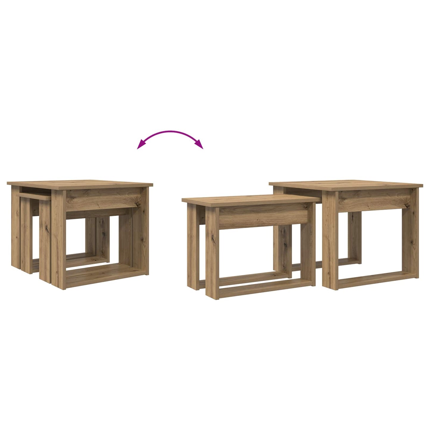 Kaffeetisch Set 2 stk. Artisan-Eiche 50 x 52 x 42 cm