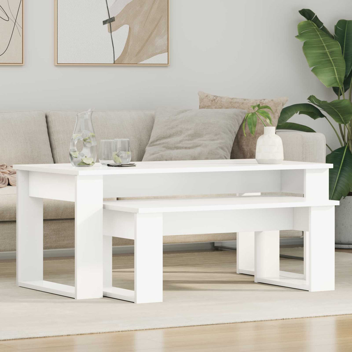 Kaffeetisch Set 2 stk. Weiß 100 x 50 x 42 cm Holzwerkstoff