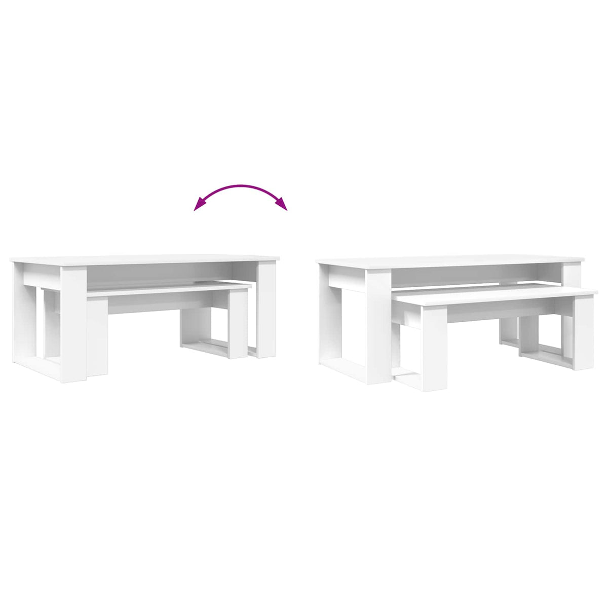 Kaffeetisch Set 2 stk. Weiß 100 x 50 x 42 cm Holzwerkstoff