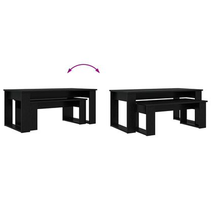 Kaffeetisch Set 2 stk. Schwarz Eichen-Optik 100 x 50 x 42 cm