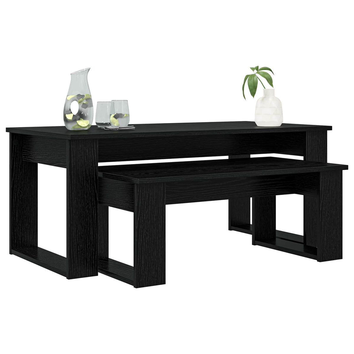 Kaffeetisch Set 2 stk. Schwarz Eichen-Optik 100 x 50 x 42 cm