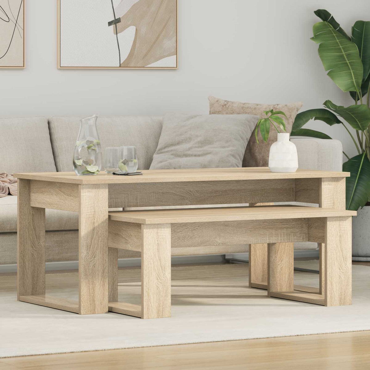 Kaffeetisch Set 2 stk. Sonoma-Eiche 100 x 50 x 42 cm