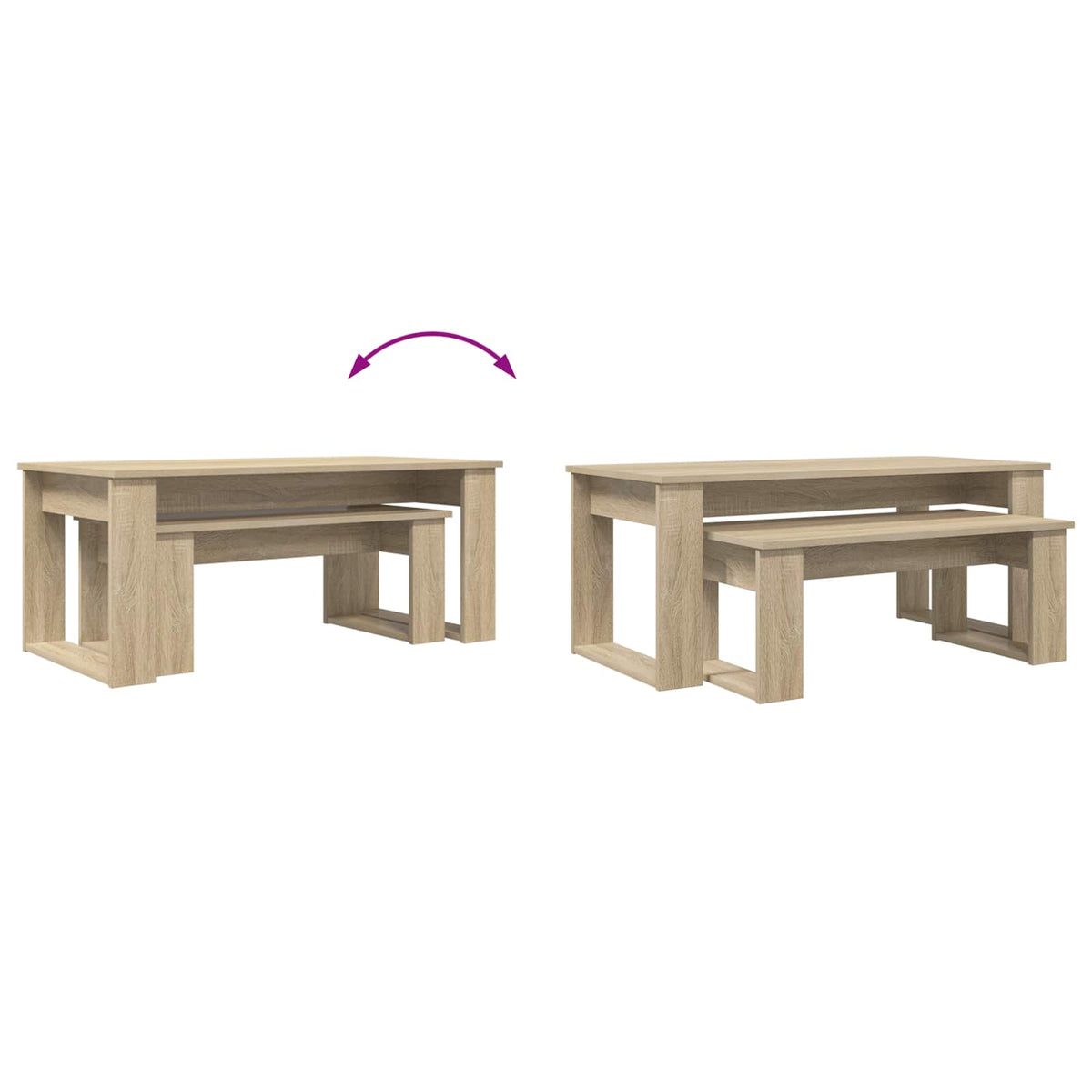 Kaffeetisch Set 2 stk. Sonoma-Eiche 100 x 50 x 42 cm