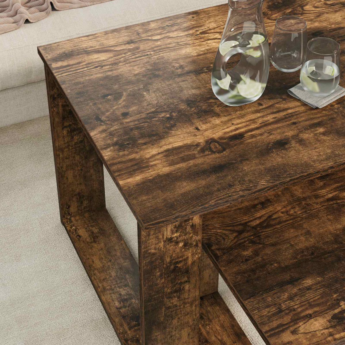 Kaffeetisch Set 2 stk. Räuchereiche 100 x 50 x 42 cm