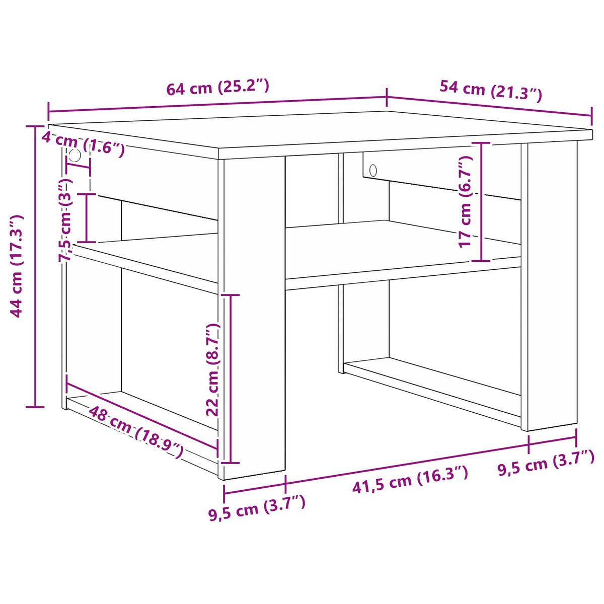 Couchtisch Sonoma-Eiche 64 x 54 x 44 cm Holzwerkstoff