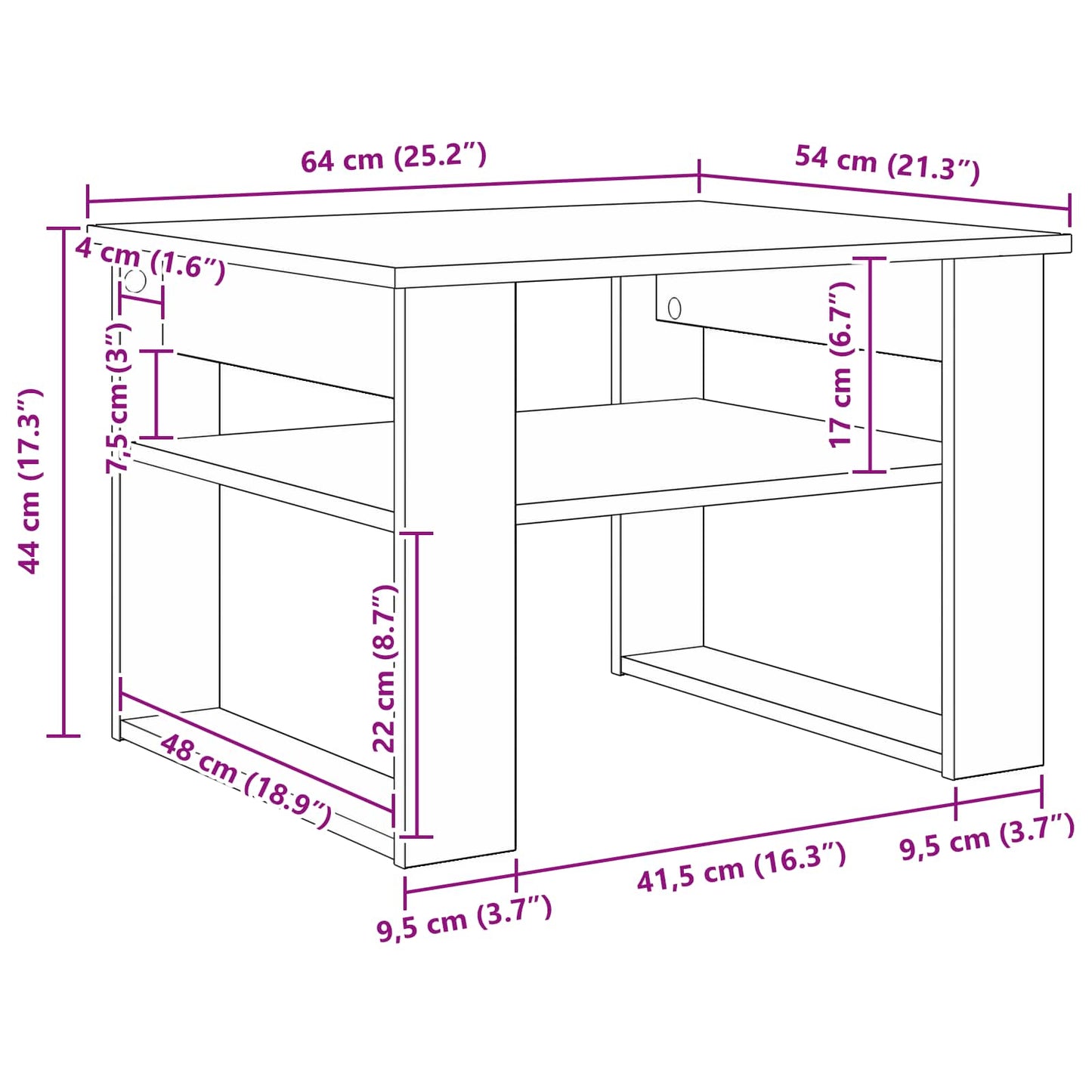 Couchtisch Betongrau 64 x 54 x 44 cm Holzwerkstoff