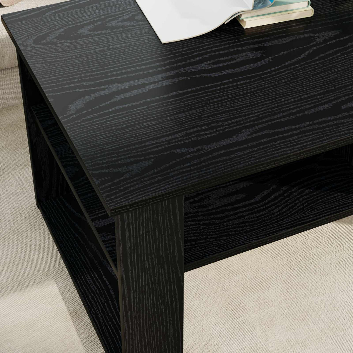Couchtisch Schwarz Eichen-Optik 96 x 54 x 44 cm Holzwerkstoff