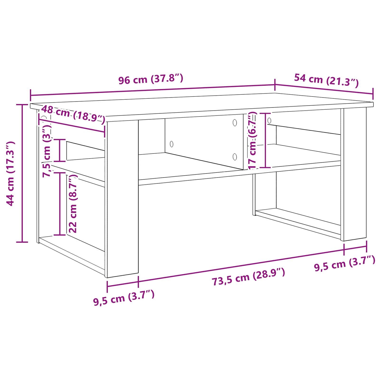 Couchtisch Betongrau 96 x 54 x 44 cm Holzwerkstoff