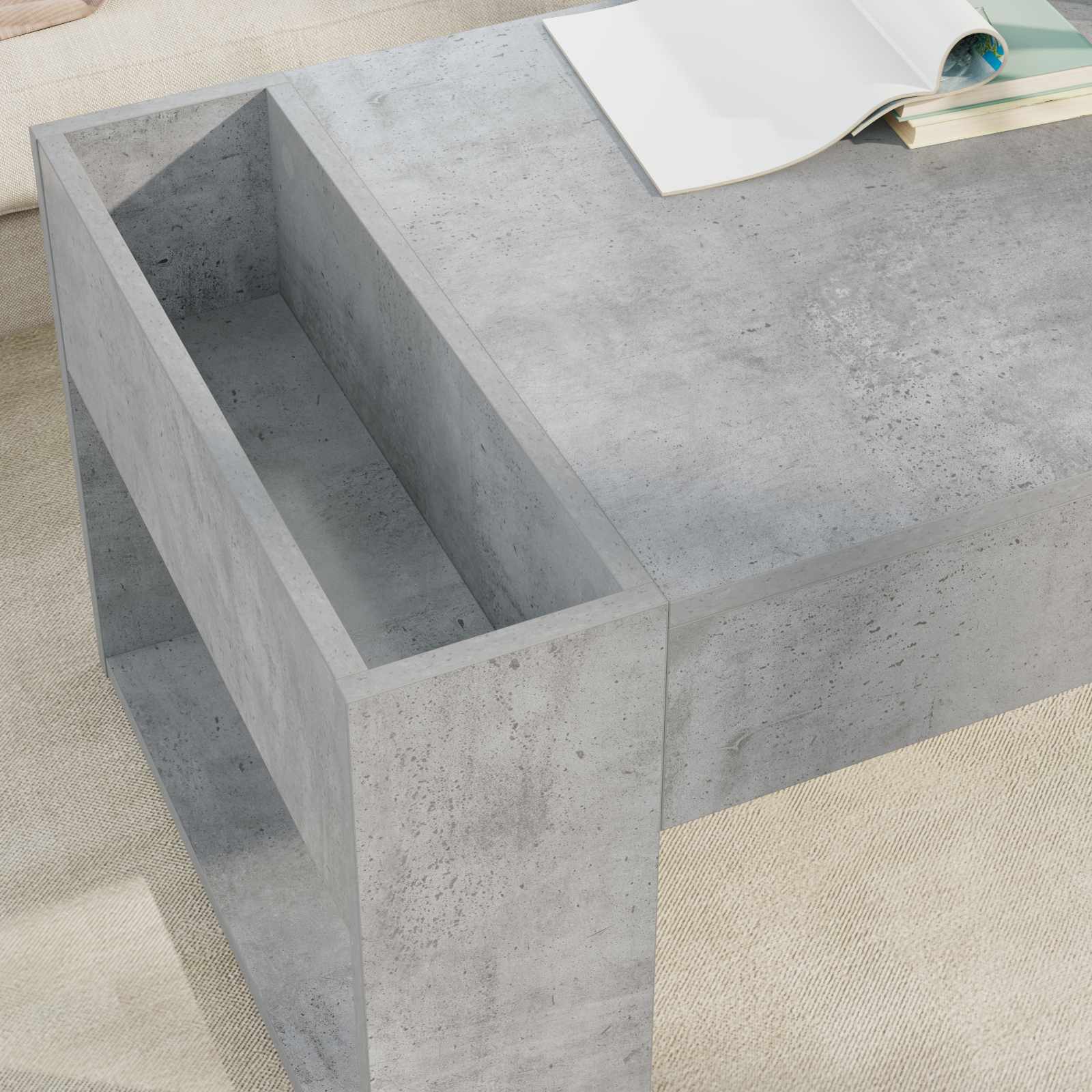 Couchtisch Betongrau 110 x 50 x 41 cm Holzwerkstoff