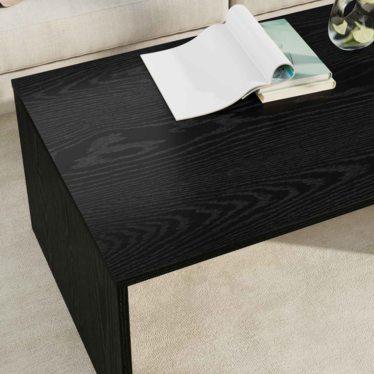 Couchtisch Schwarz Eichen-Optik 95 x 50 x 34 cm Holzwerkstoff