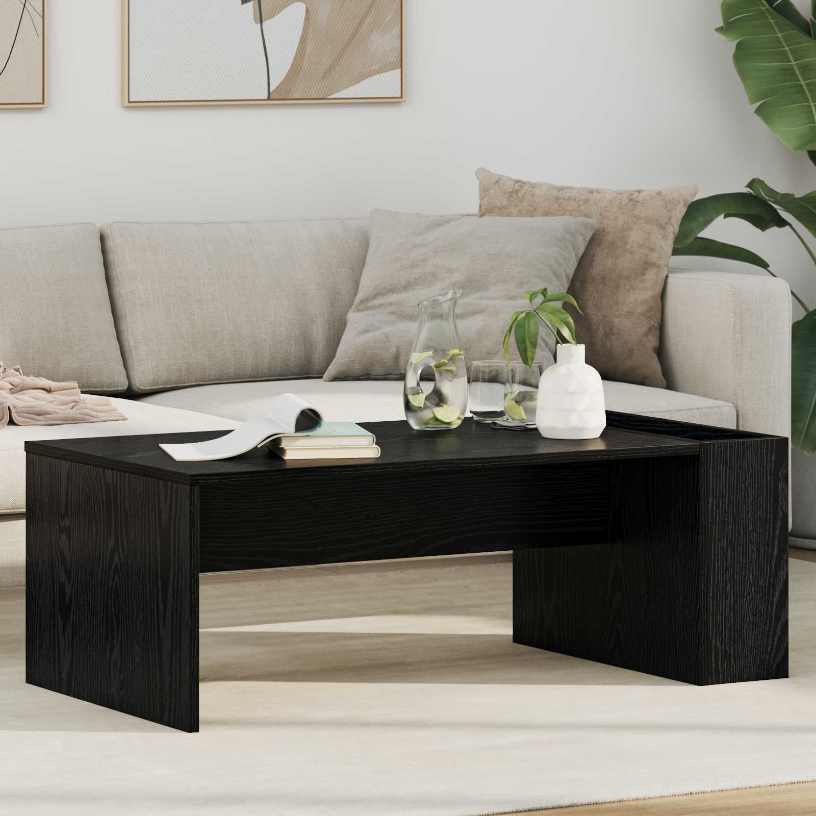 Couchtisch Schwarz Eichen-Optik 95 x 50 x 34 cm Holzwerkstoff
