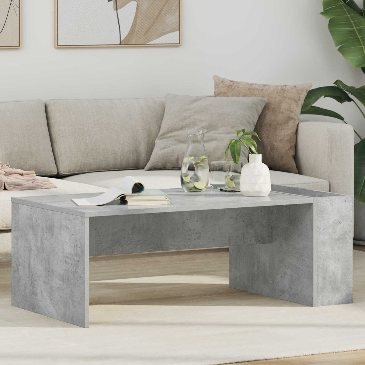 Couchtisch Beton Grau 95 x 50 x 34 cm Holzwerkstoff