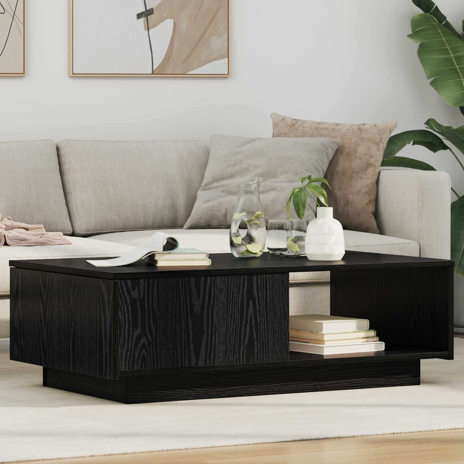 Couchtisch Schwarz Eichen-Optik 95 x 55 x 31 cm Holzwerkstoff