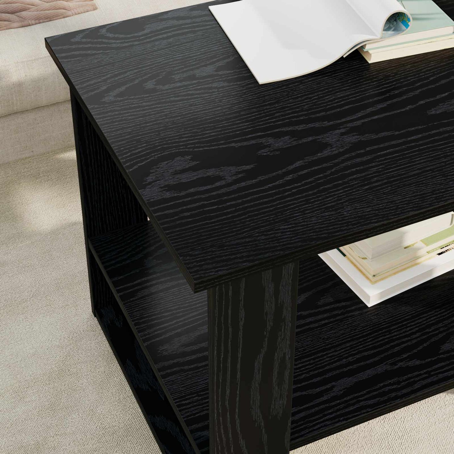 Couchtisch Schwarz Eichen-Optik 72 x 50 x 50 cm Holzwerkstoff