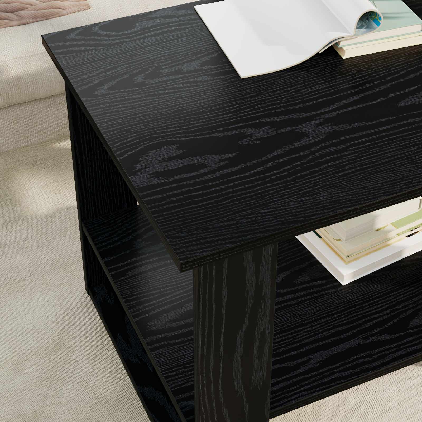Couchtisch Schwarz Eichen-Optik 72 x 50 x 50 cm Holzwerkstoff