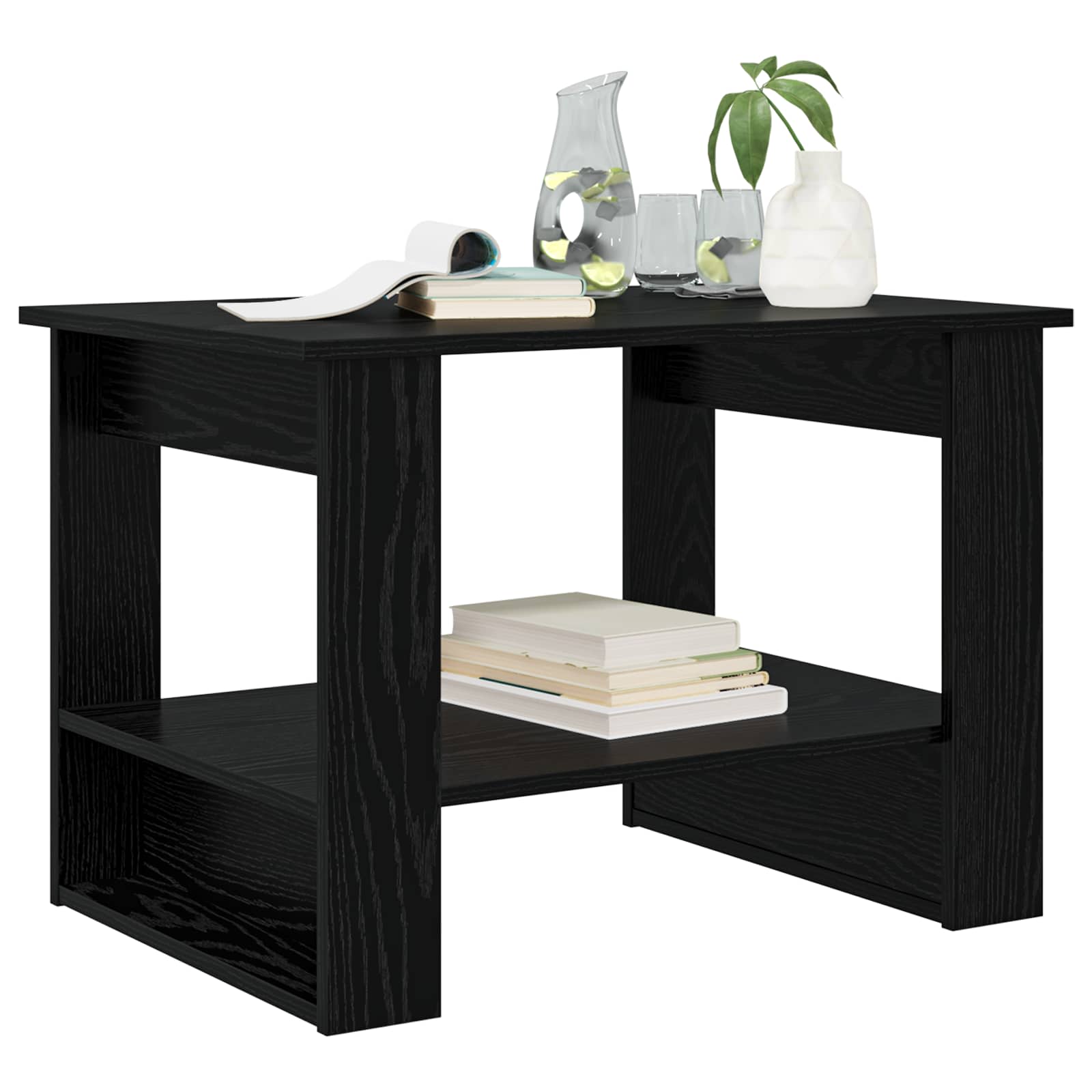 Couchtisch Schwarz Eichen-Optik 72 x 50 x 50 cm Holzwerkstoff