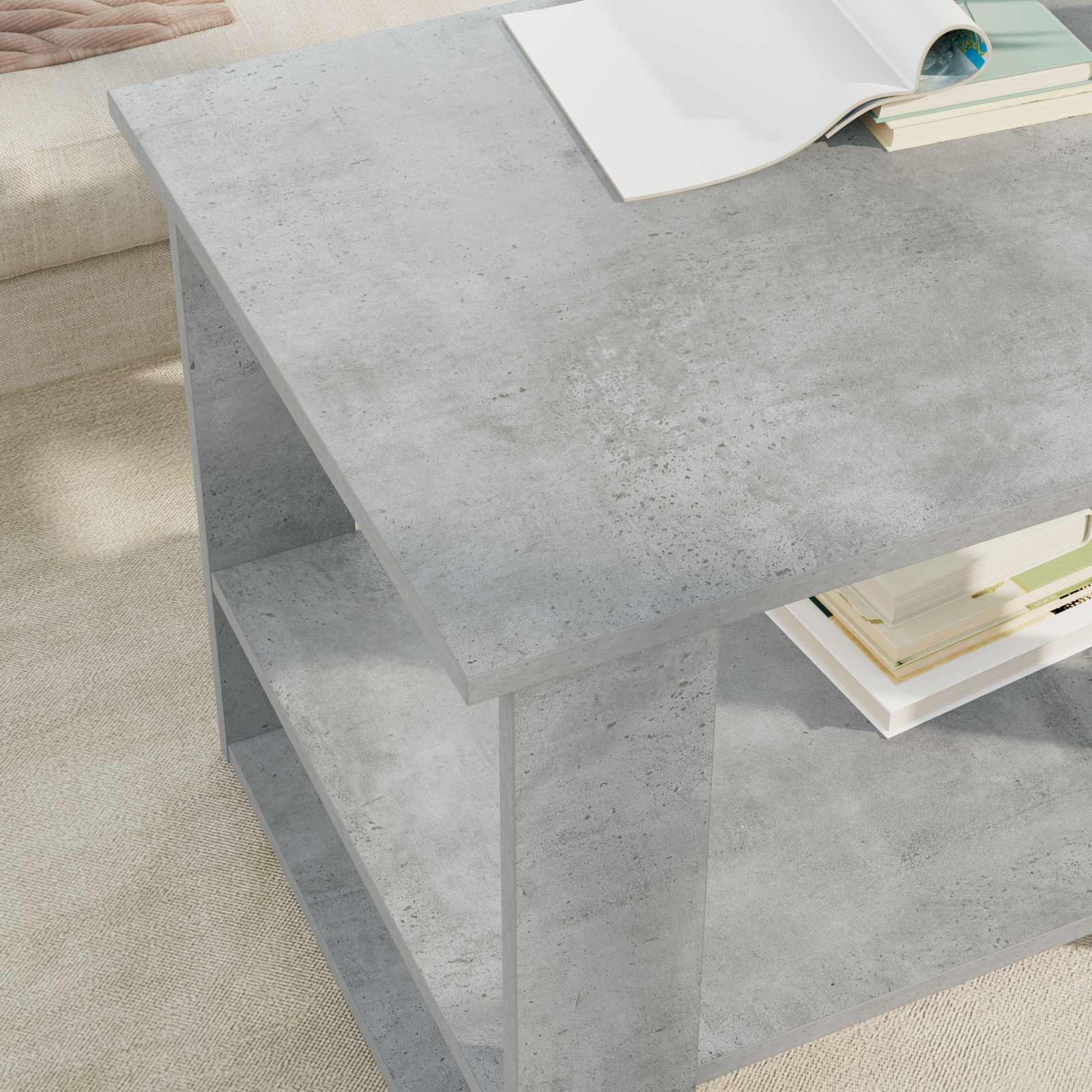 Couchtisch Beton Grau 72 x 50 x 50 cm Holzwerkstoff