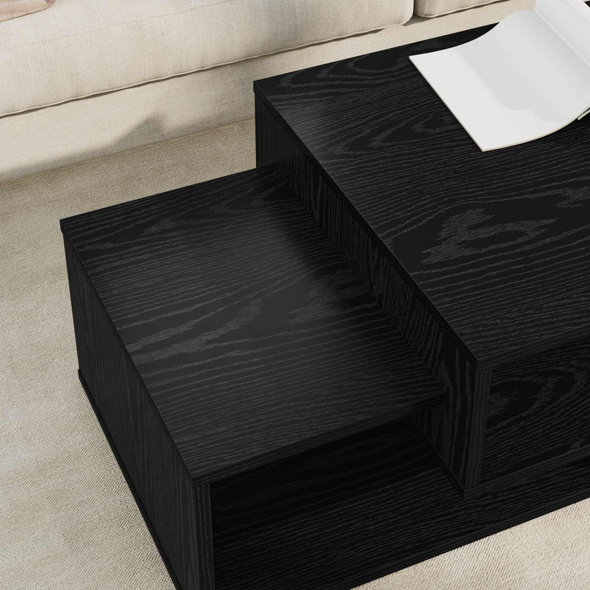 Couchtisch Schwarz Eichen-Optik 105 x 50 x 32,5 cm