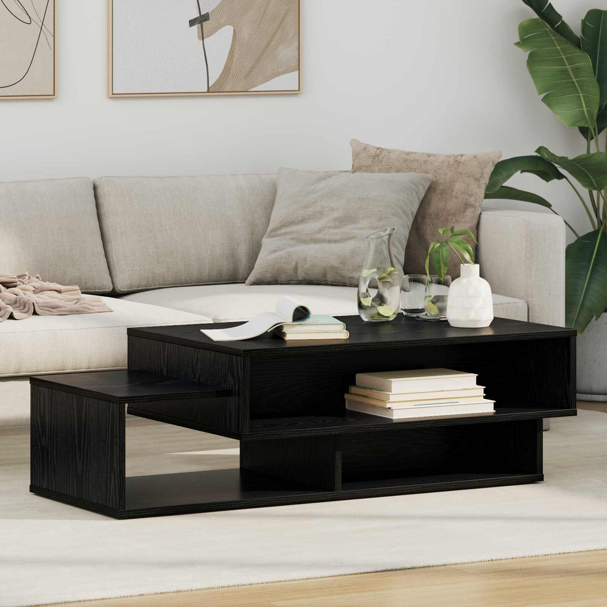 Couchtisch Schwarz Eichen-Optik 105 x 50 x 32,5 cm
