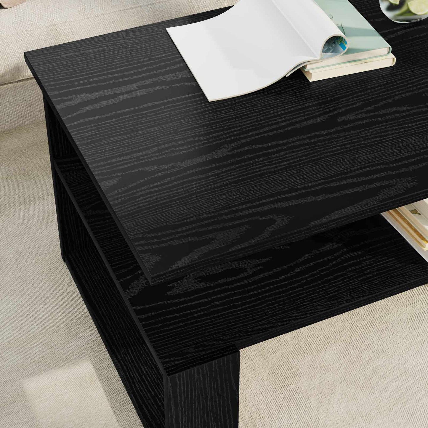 Couchtisch Schwarz Eichen-Optik 90 x 50 x 40 cm Holzwerkstoff