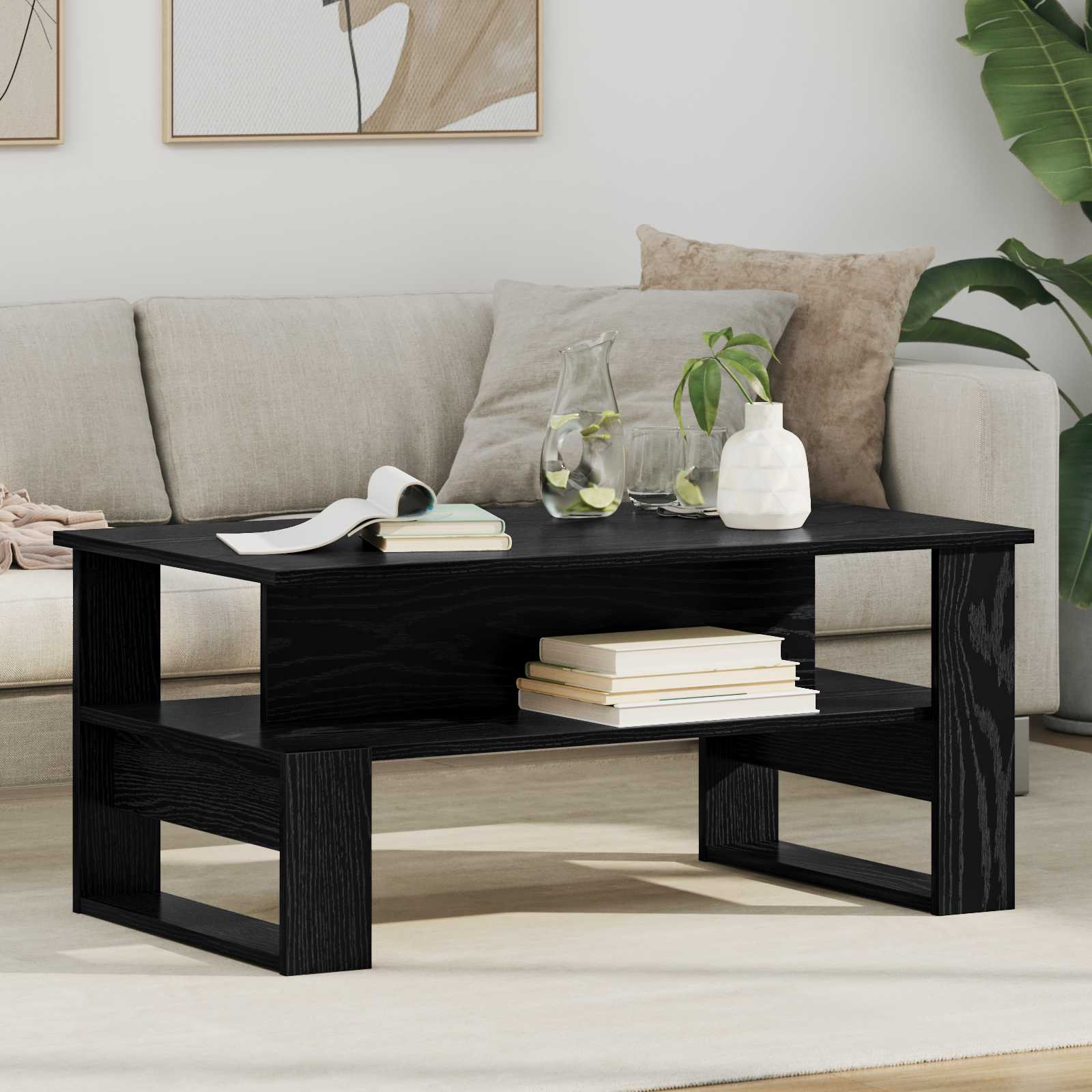Couchtisch Schwarz Eichen-Optik 90 x 50 x 40 cm Holzwerkstoff