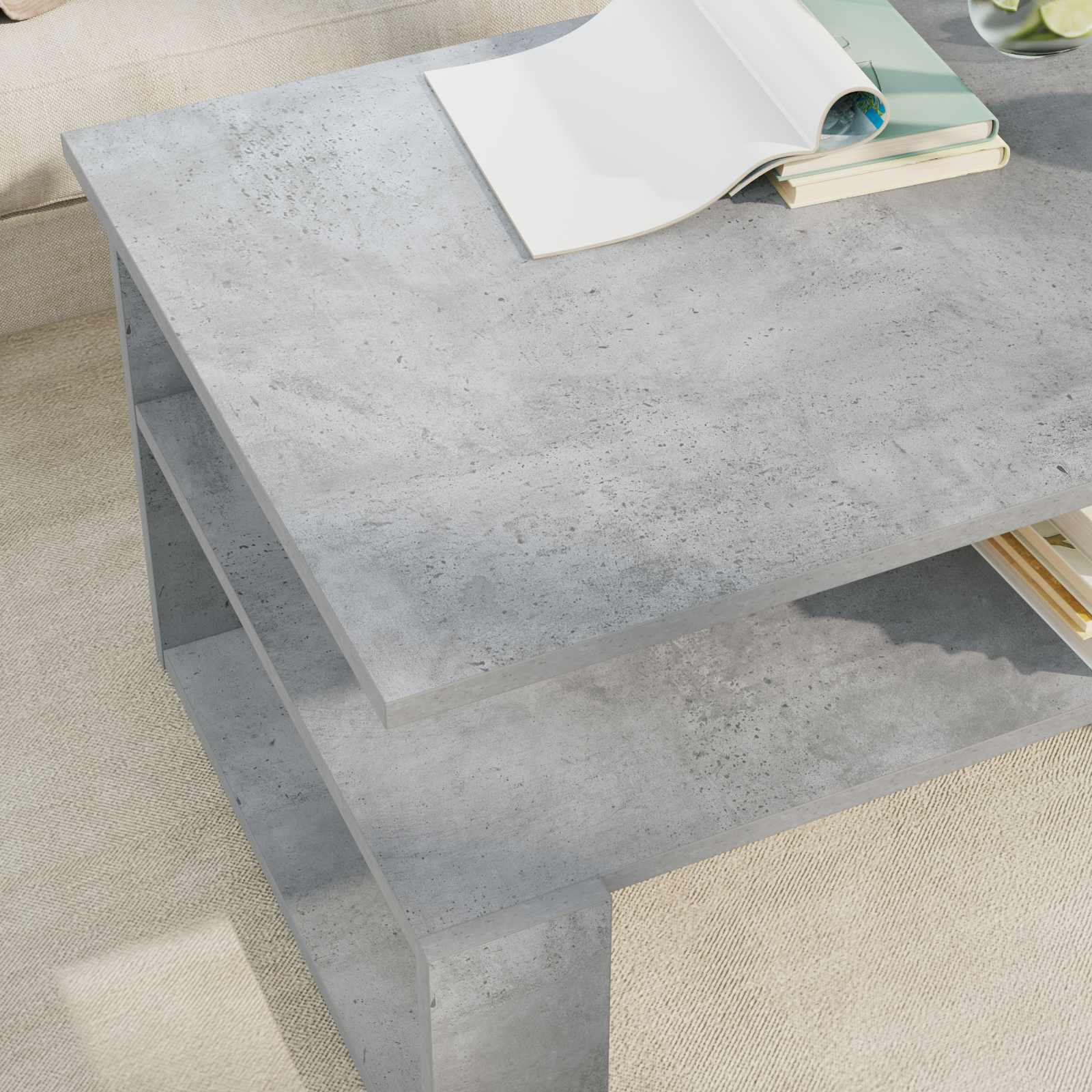Couchtisch Betongrau 90 x 50 x 40 cm Holzwerkstoff