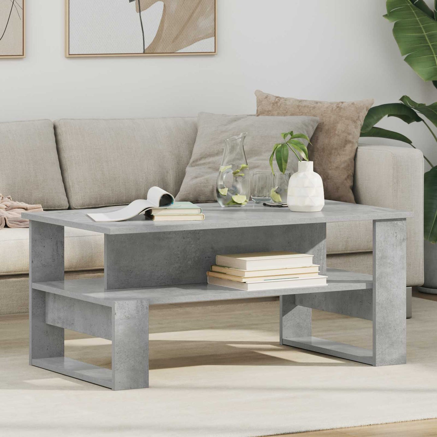 Couchtisch Betongrau 90 x 50 x 40 cm Holzwerkstoff