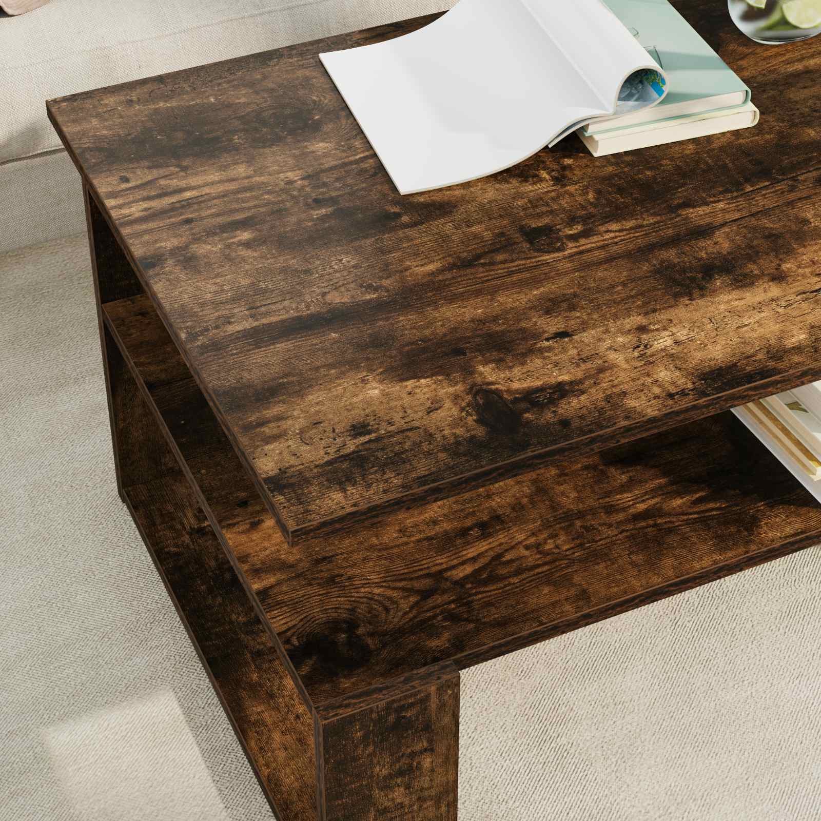 Couchtisch Räuchereiche 90 x 50 x 40 cm Holzwerkstoff
